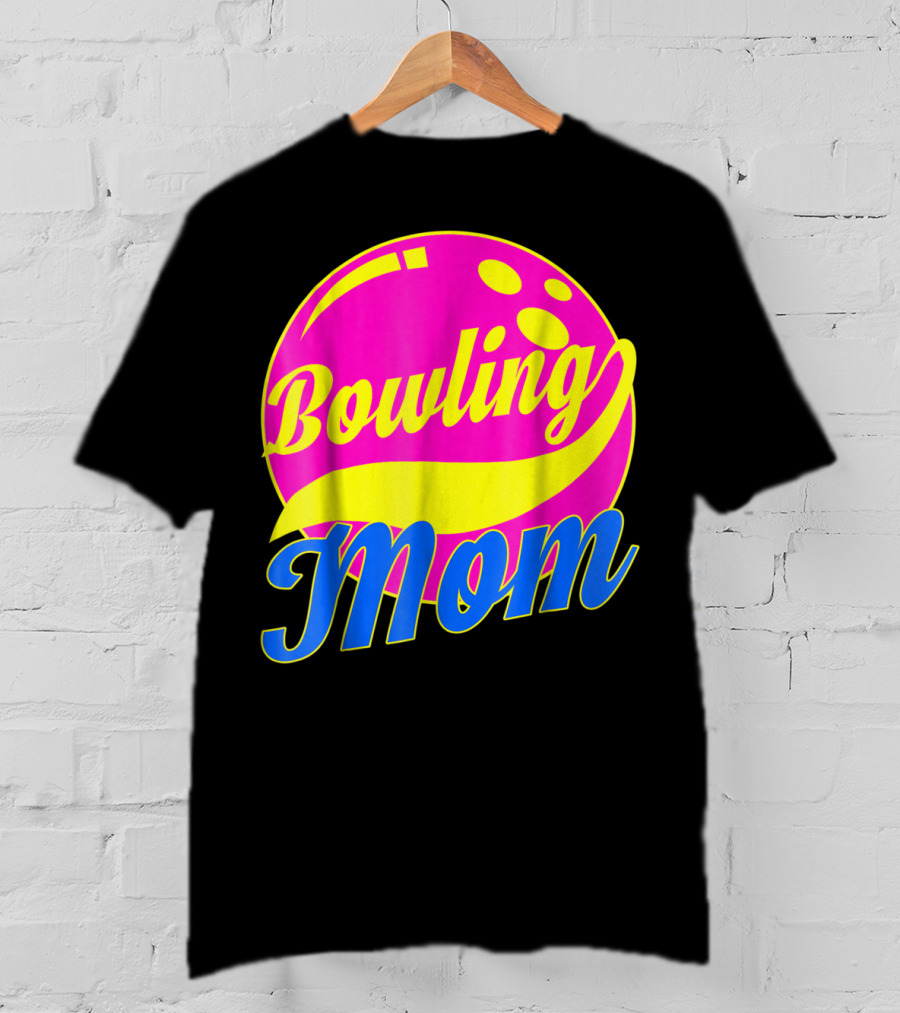 Bowling Mom Bowler League Pink Yellow Bowling Ball T-Shirt