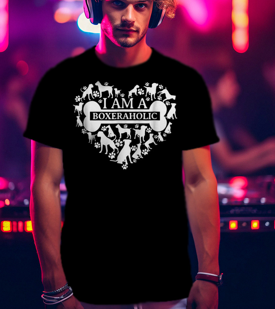 Boxer Dog Mom I Am A Boxeraholic Heart T-Shirt