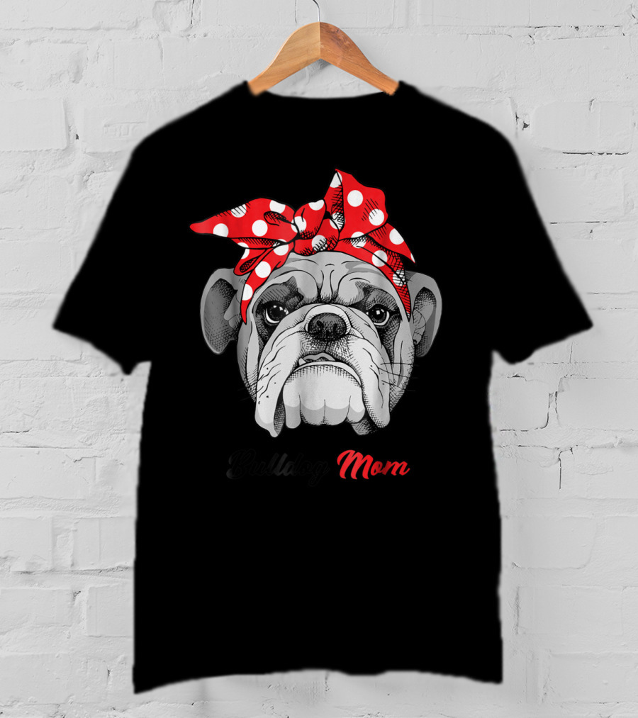 Bulldog Mom Polka Dot Bandana T-Shirt