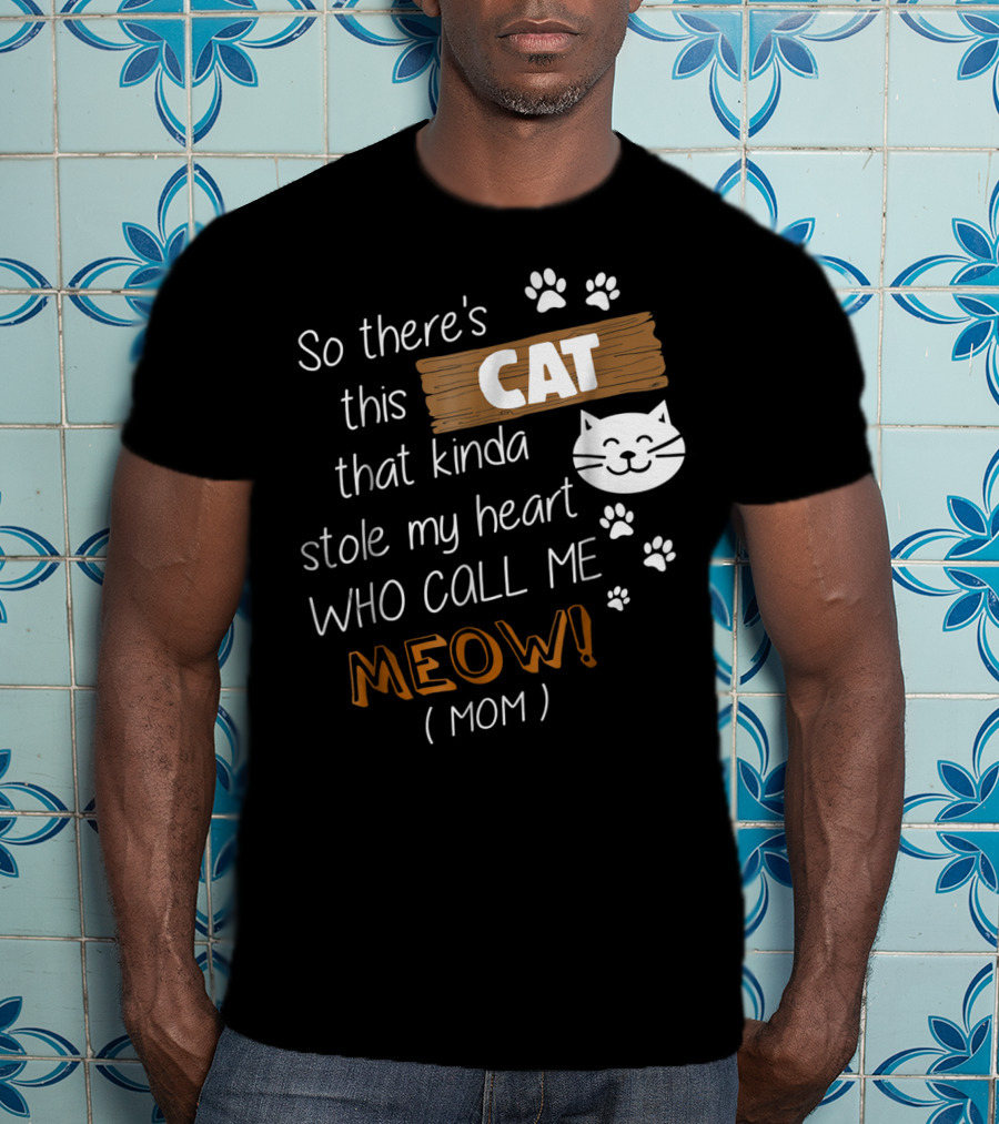 So There's This Cat That Kinda Stole My Heart Who Call Me Meow Mom T-Shirt