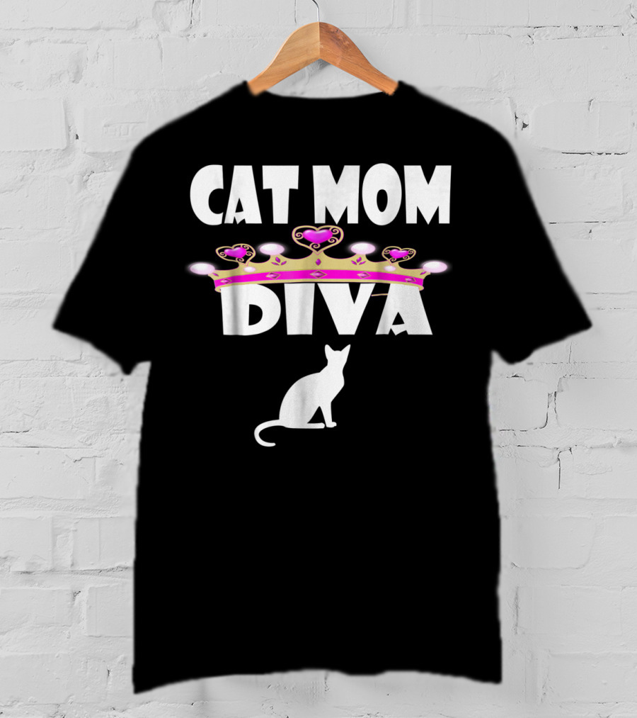 Cat Mom Diva Crown Silhouette Tee63 T-Shirt