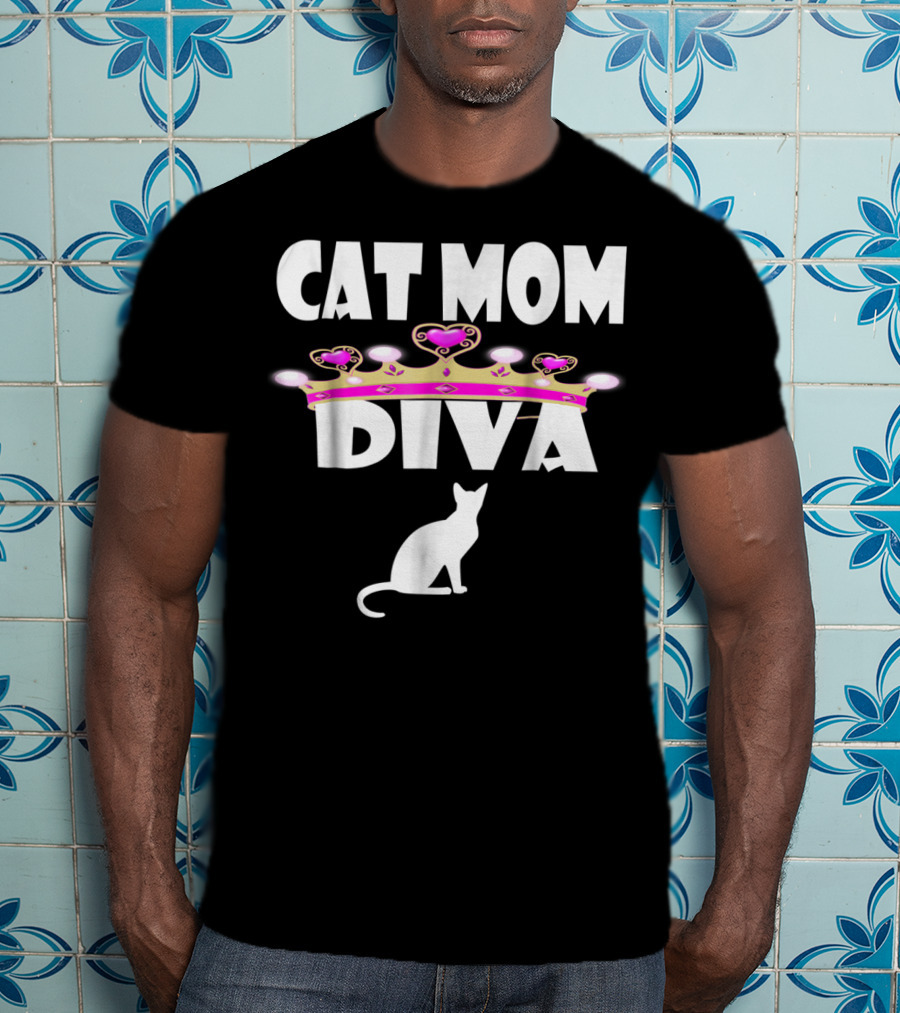 Cat Mom Diva Crown Silhouette Tee63 T-Shirt