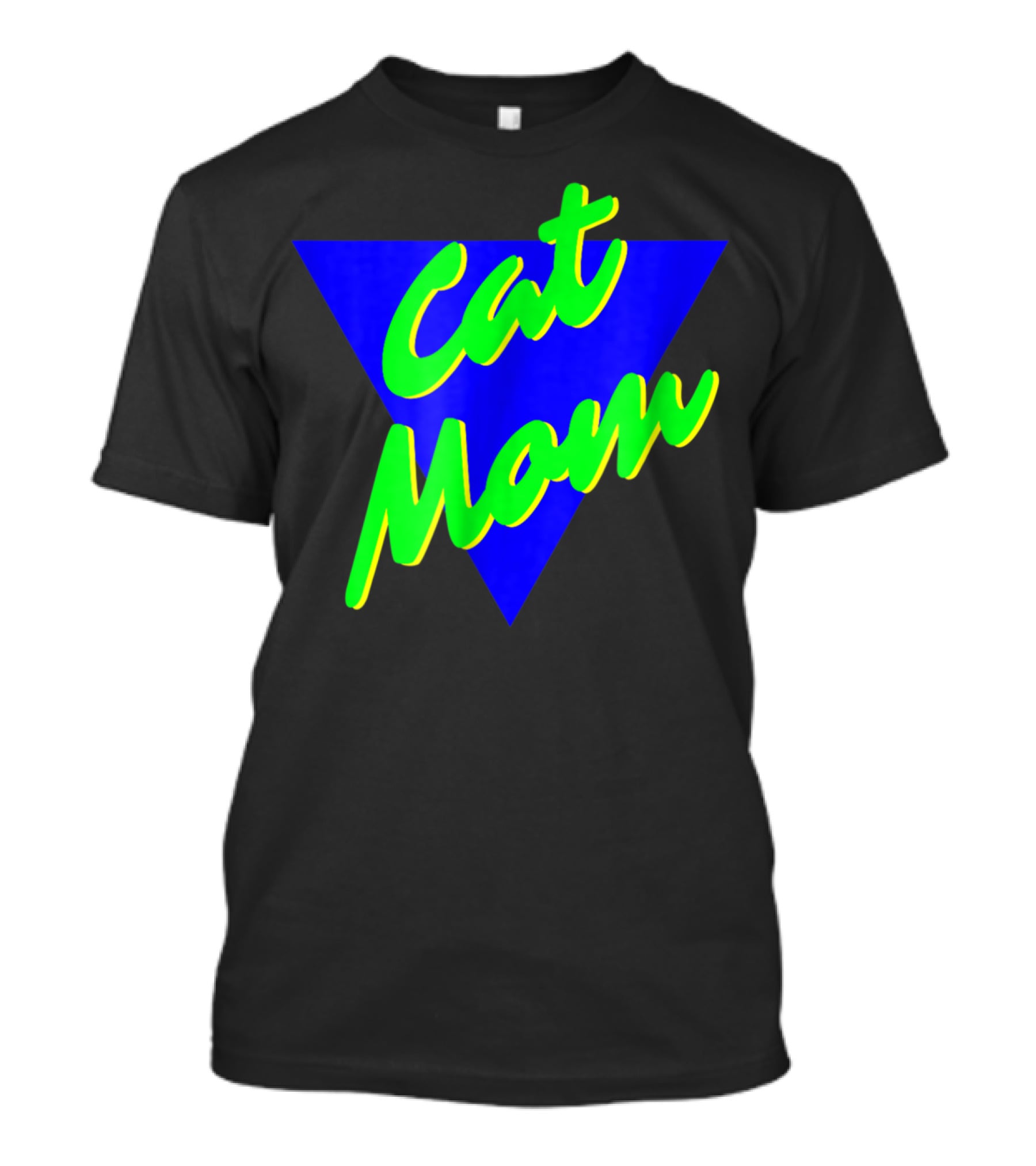 Cat Mom 80s Neon Triangle T-Shirt
