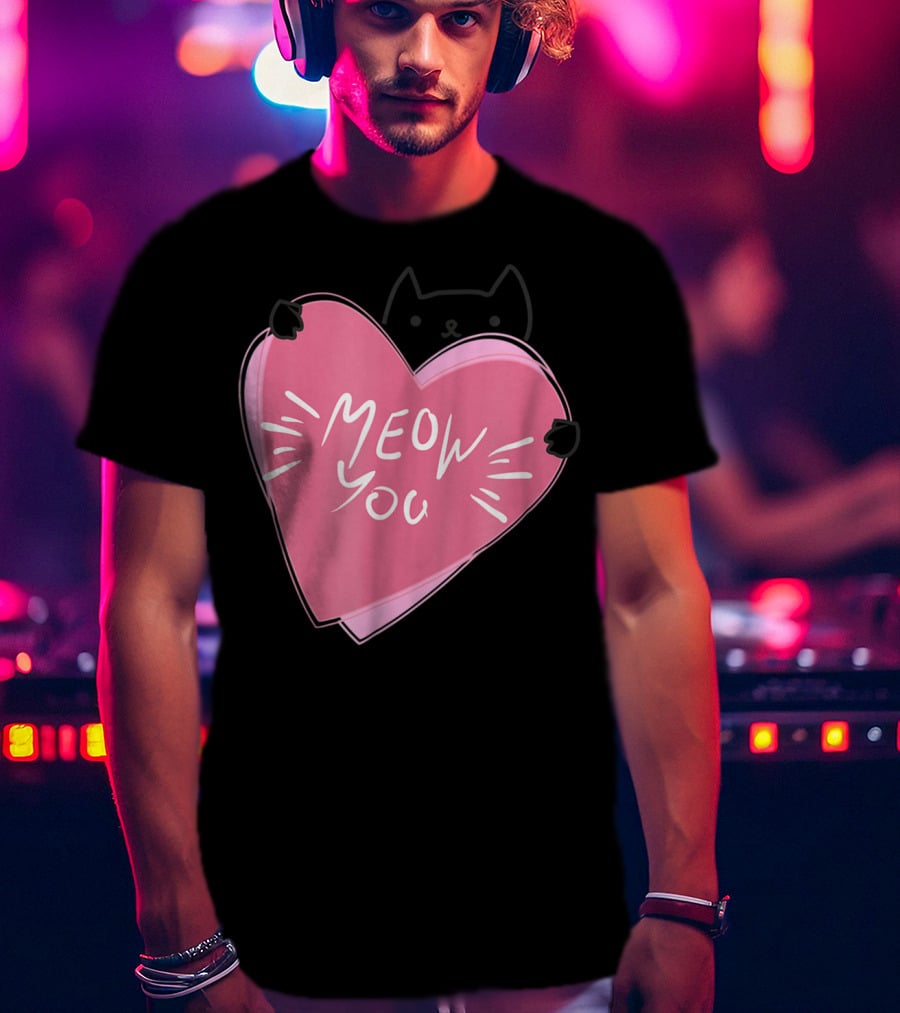 Cat Mom Meow You Cute Pink Heart Love Cat T-Shirt