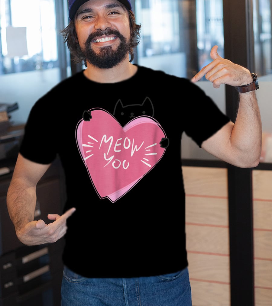 Cat Mom Meow You Cute Pink Heart Love Cat T-Shirt