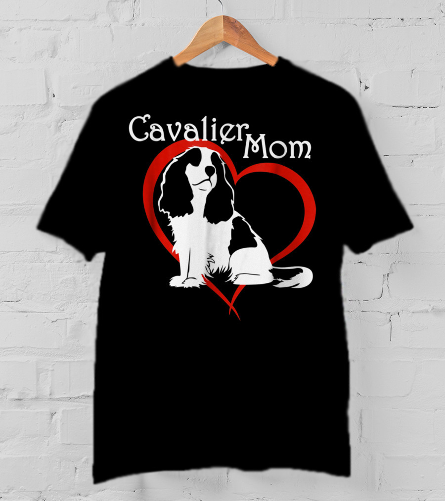 Cavalier Mom CKCS Heart NickerStickers Dog T-Shirt