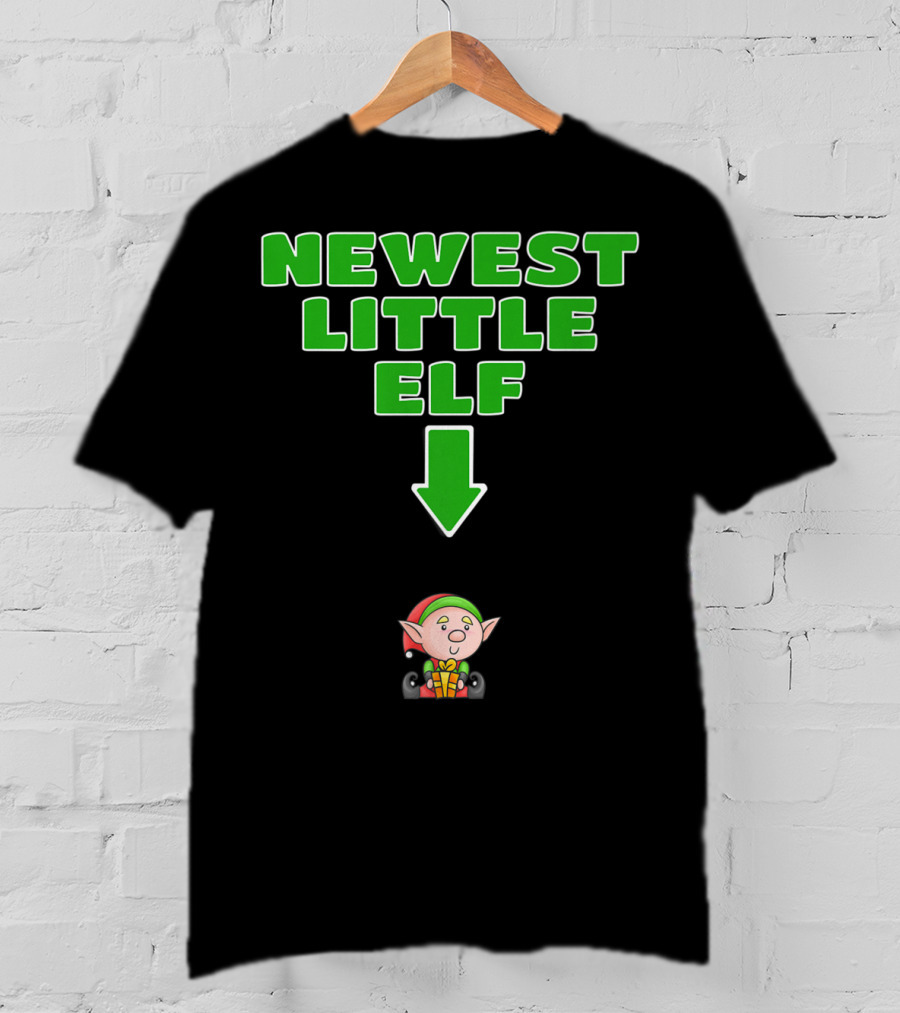 Newest Little Elf Christmas Expecting Mom To Be Pregnant Wife T-Shirt