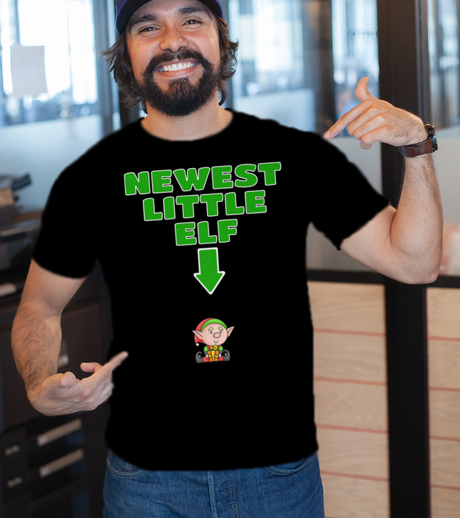 Newest Little Elf Christmas Expecting Mom To Be Pregnant Wife T-Shirt