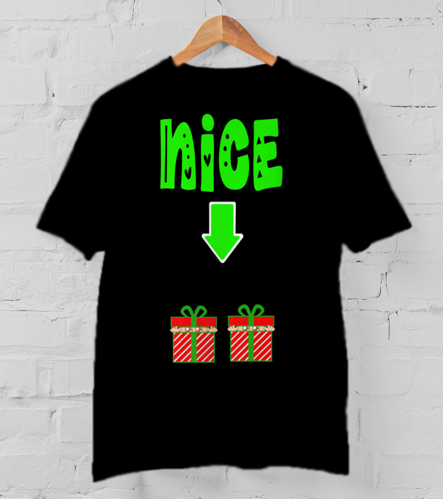 Christmas Expecting Twins Mom Baby Announcement Nice Arrow Presents T-Shirt