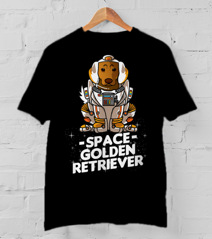 Space Golden Retriever Dog In Space Suit T-Shirt