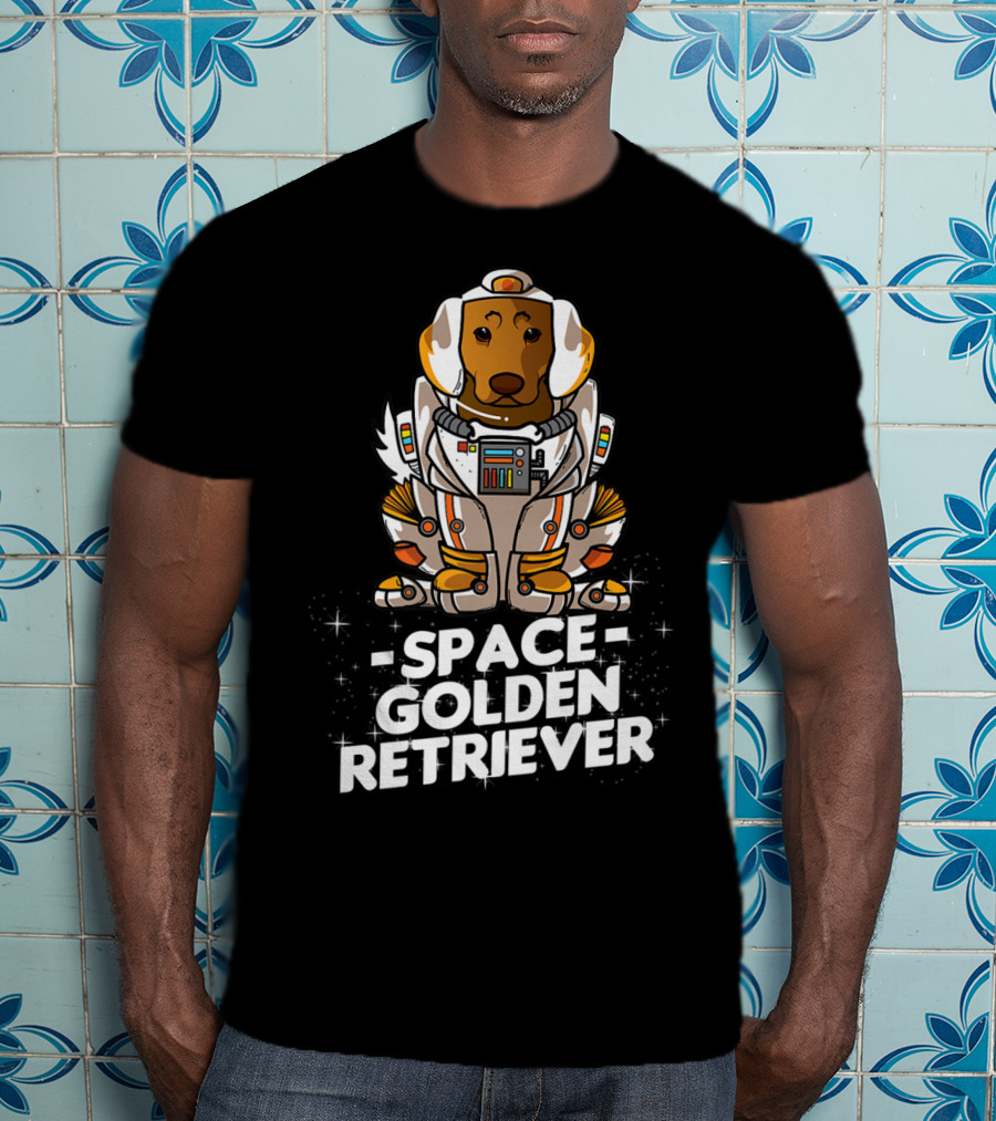 Space Golden Retriever Dog In Space Suit T-Shirt