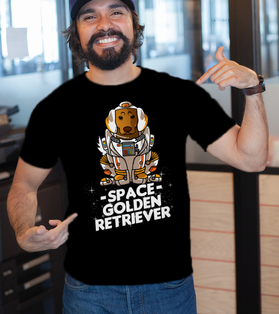 Space Golden Retriever Dog In Space Suit T-Shirt