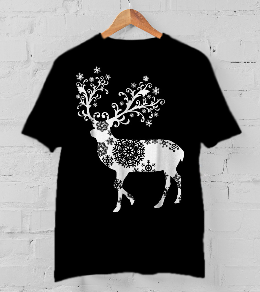 Christmas Mom Daughter Father Son Matching Deer Snowflake Clothing T-Shirt