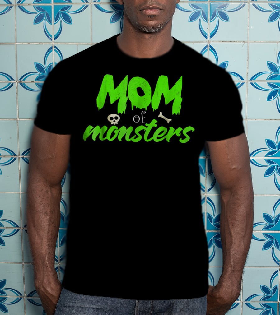 Mom Of Monsters Skull Bone Kids Christmas Girls T-Shirt