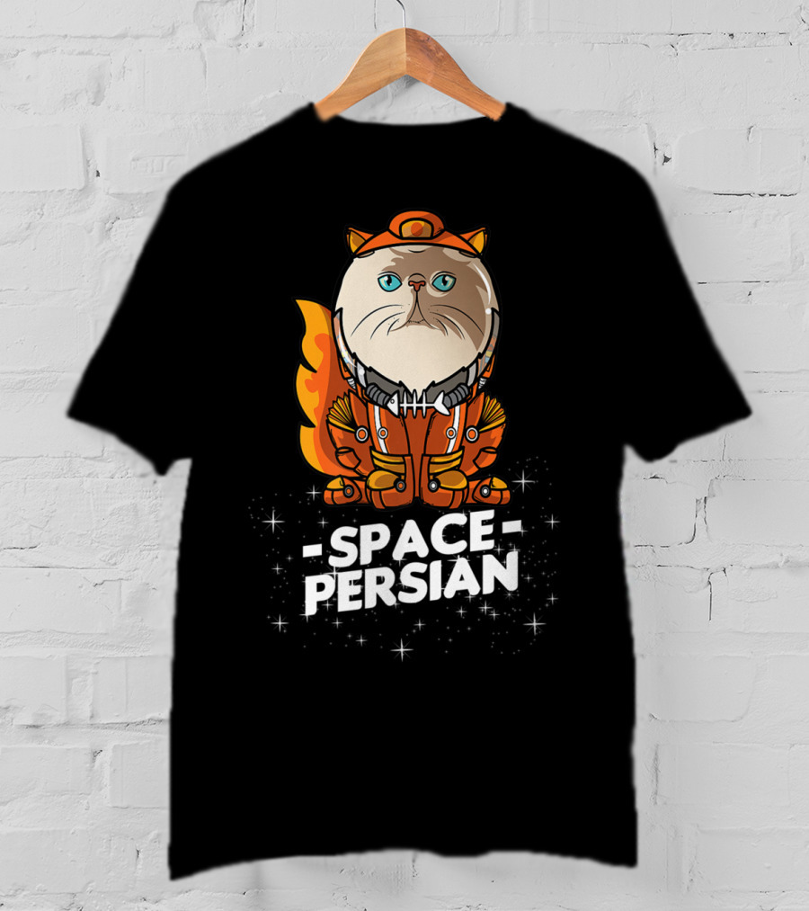 Space Persian Cat In Astronaut Suit With Christmas Flair T-Shirt