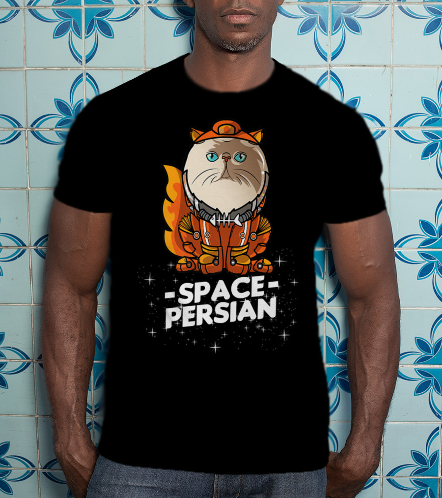 Space Persian Cat In Astronaut Suit With Christmas Flair T-Shirt
