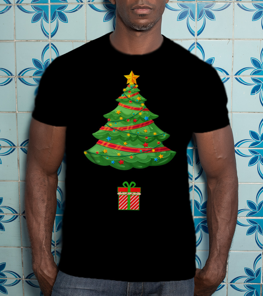 Christmas Tree Present Expecting Mom Baby Announcement T-Shirt