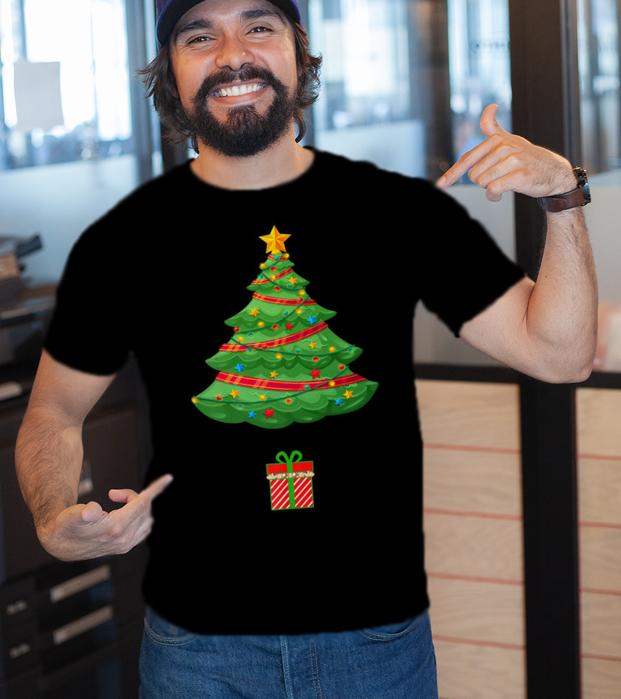 Christmas Tree Present Expecting Mom Baby Announcement T-Shirt