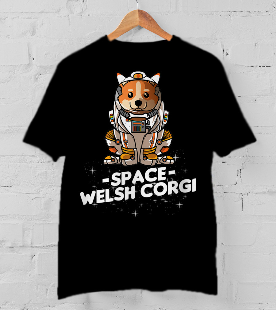 Space Welsh Corgi Christmas Suit Dog T-Shirt