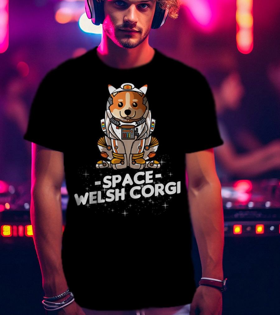 Space Welsh Corgi Christmas Suit Dog T-Shirt