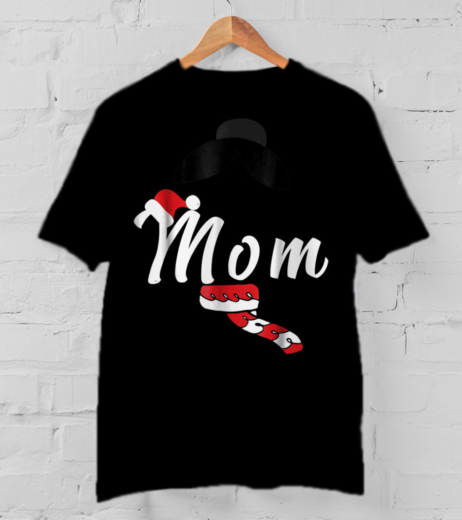 Cool Mom Christmas Santa Hat Candy Cane Family Matching Holiday T-Shirt