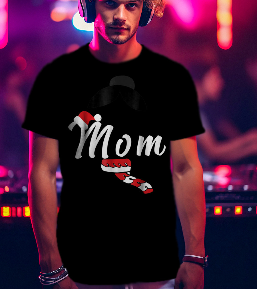 Cool Mom Christmas Santa Hat Candy Cane Family Matching Holiday T-Shirt