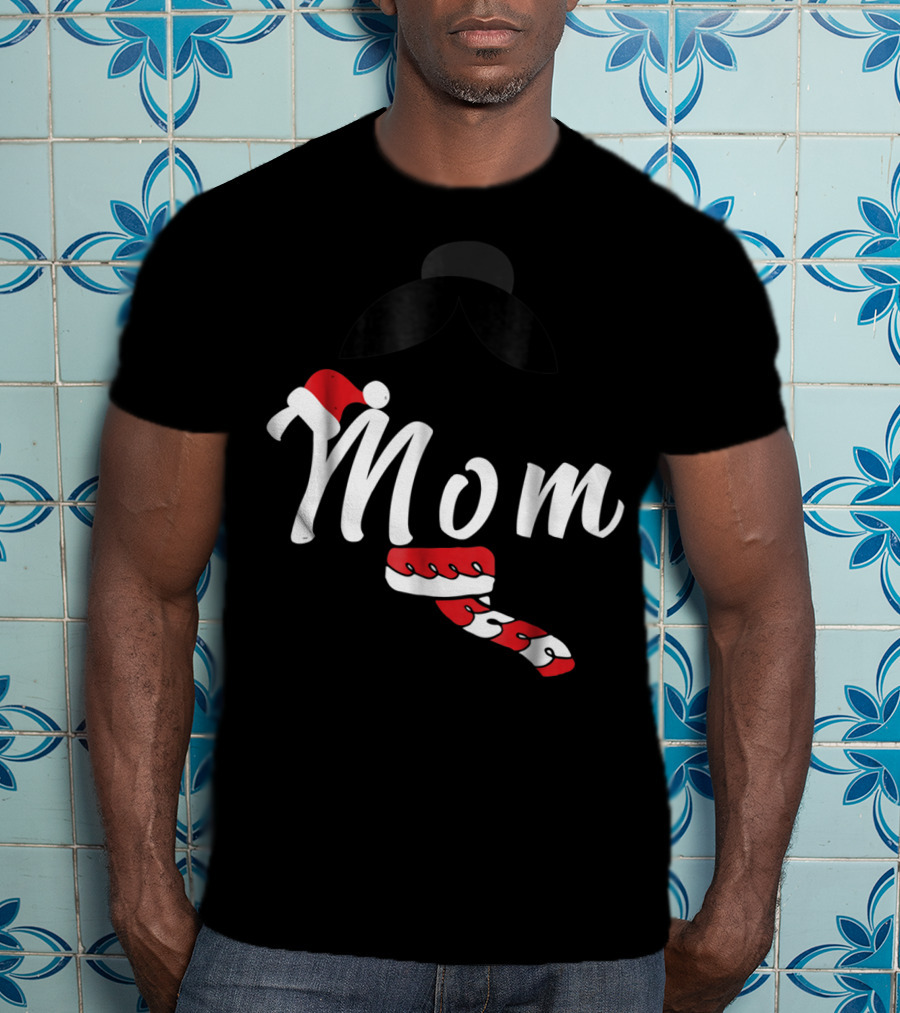 Cool Mom Christmas Santa Hat Candy Cane Family Matching Holiday T-Shirt