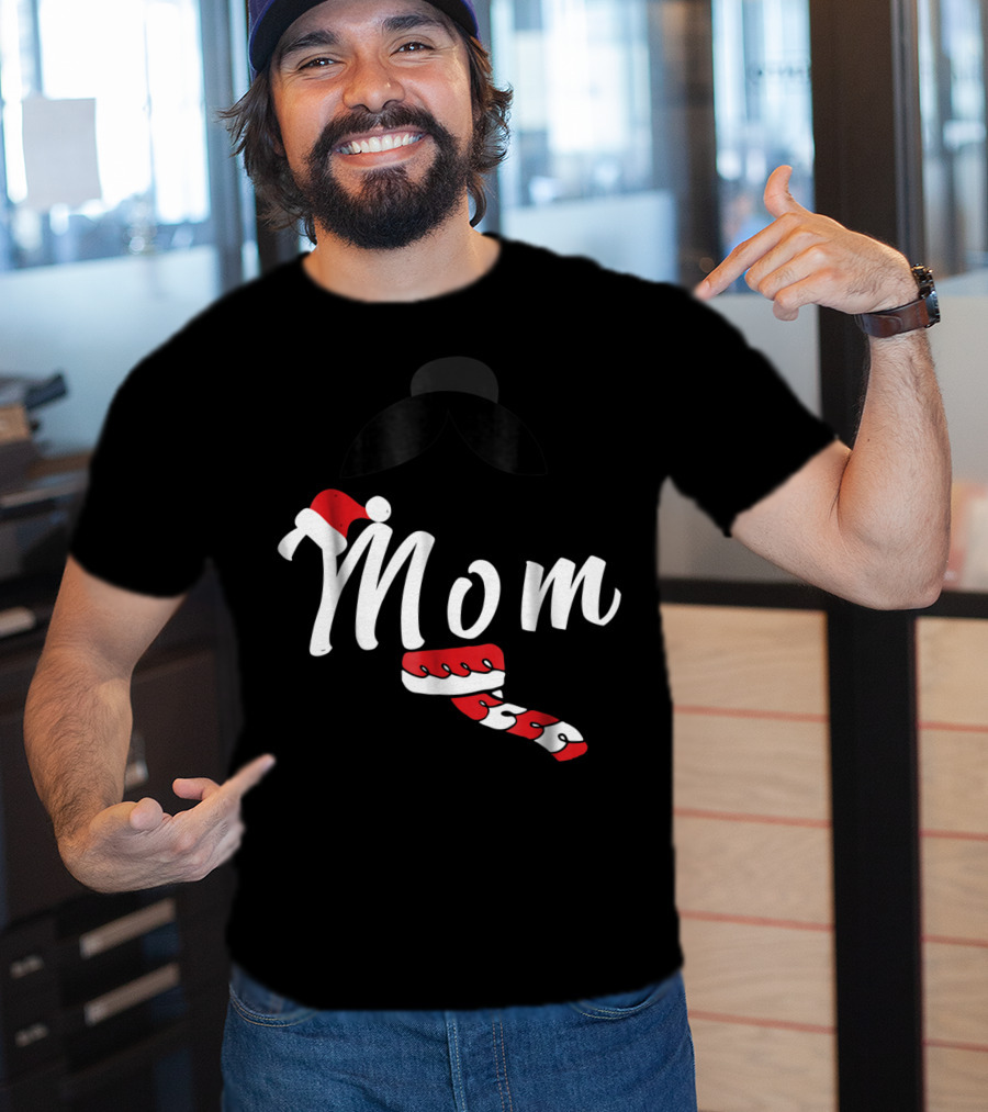 Cool Mom Christmas Santa Hat Candy Cane Family Matching Holiday T-Shirt