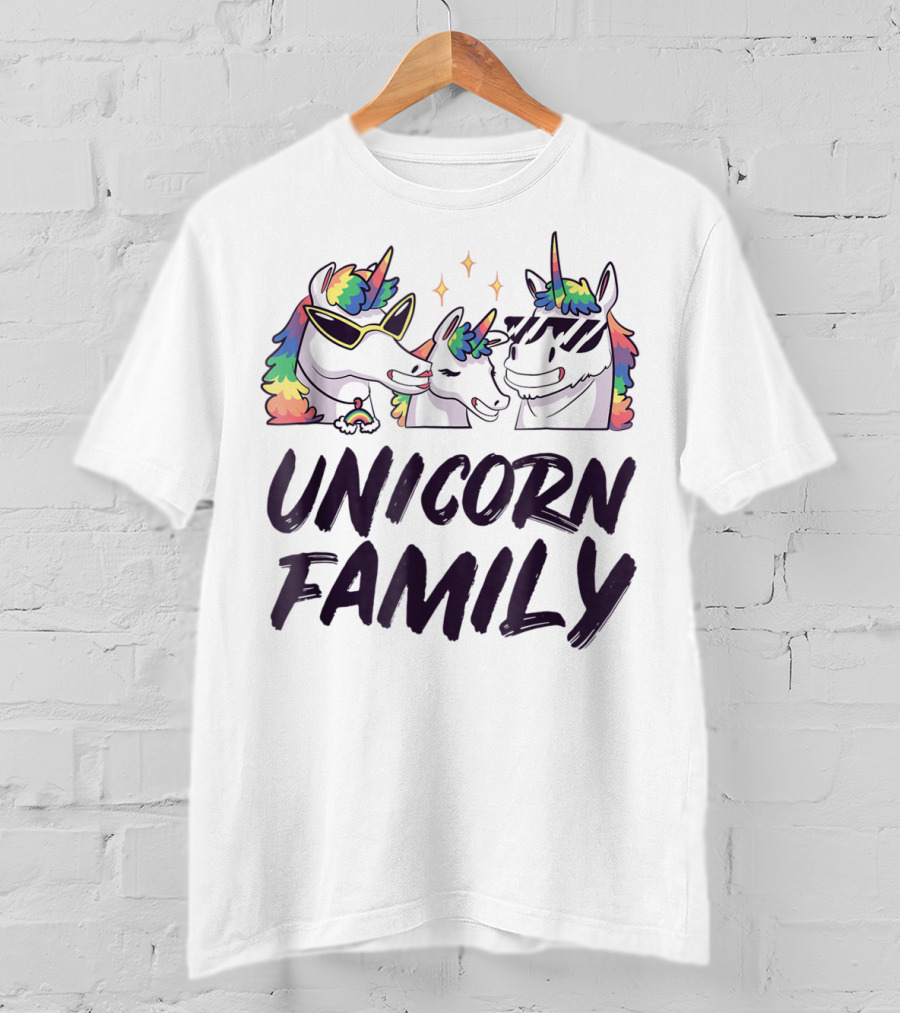 Cool Unicorn Family Colorful Son Daughter T-Shirt