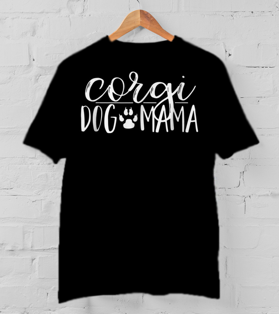 Corgi Dog Mama Paw Print T-Shirt
