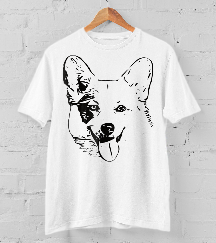 Corgi Face Dog Mom Or Dad Black T-Shirt