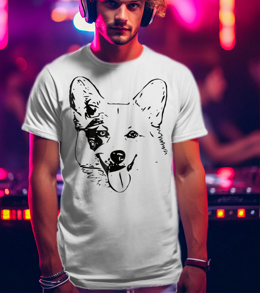 Corgi Face Dog Mom Or Dad Black T-Shirt