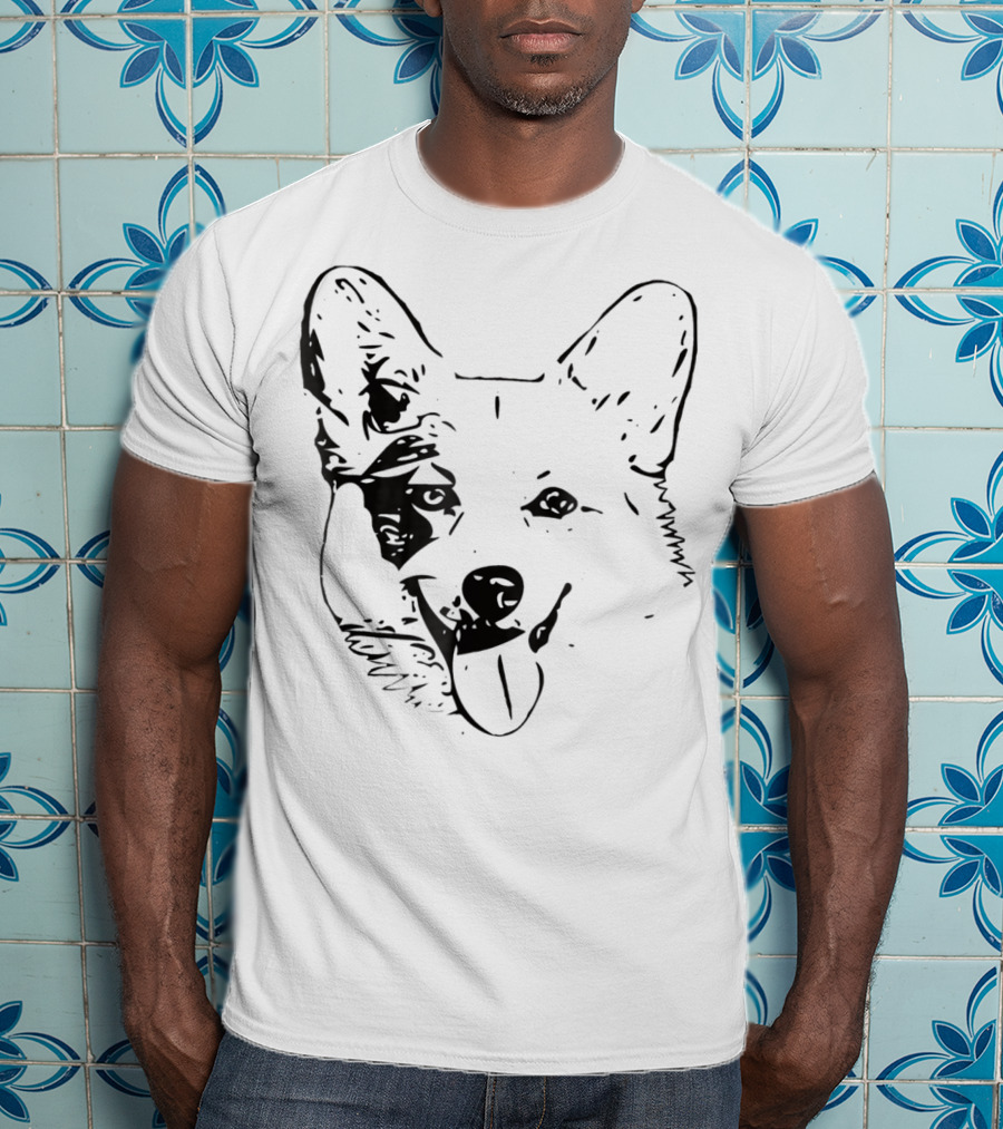 Corgi Face Dog Mom Or Dad Black T-Shirt