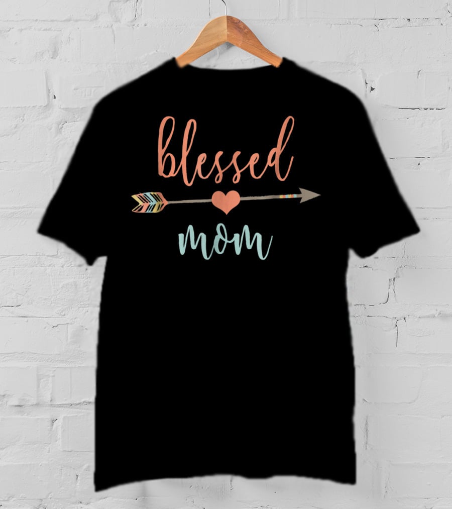 Blessed Mom Heart Arrow Cute Announcement T-Shirt