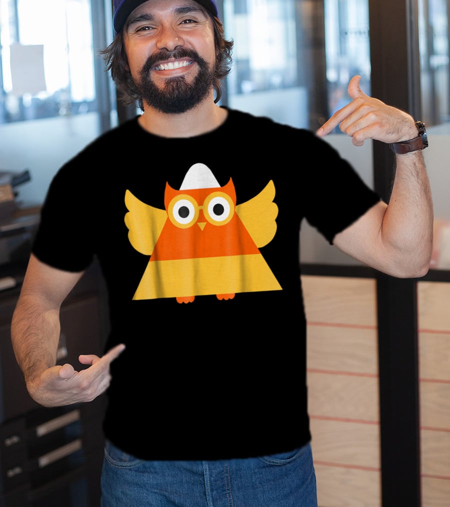Cute Candy Corn Owl Halloween Costume Mom Matching T-Shirt