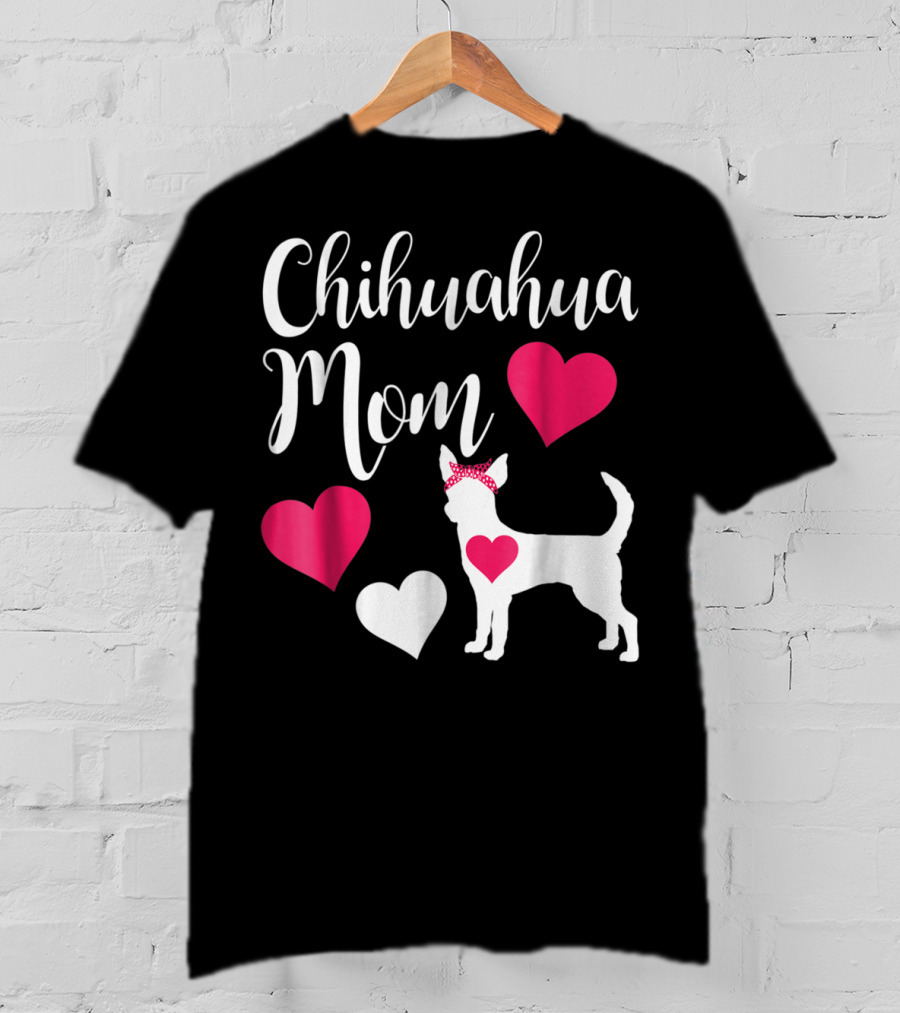 Chihuahua Mom Heart Love Bow Chihuahua Owner T-Shirt
