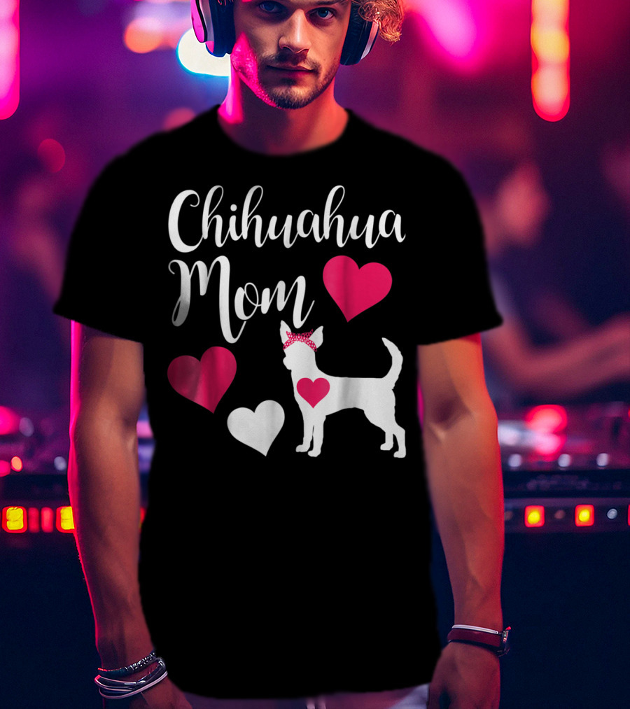 Chihuahua Mom Heart Love Bow Chihuahua Owner T-Shirt