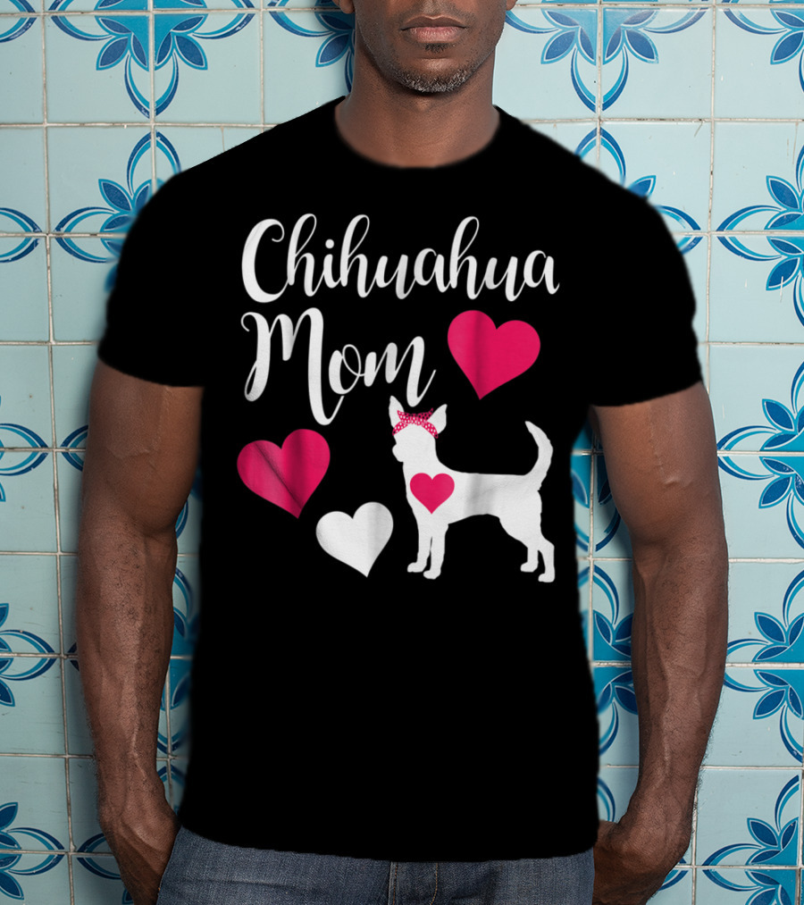 Chihuahua Mom Heart Love Bow Chihuahua Owner T-Shirt