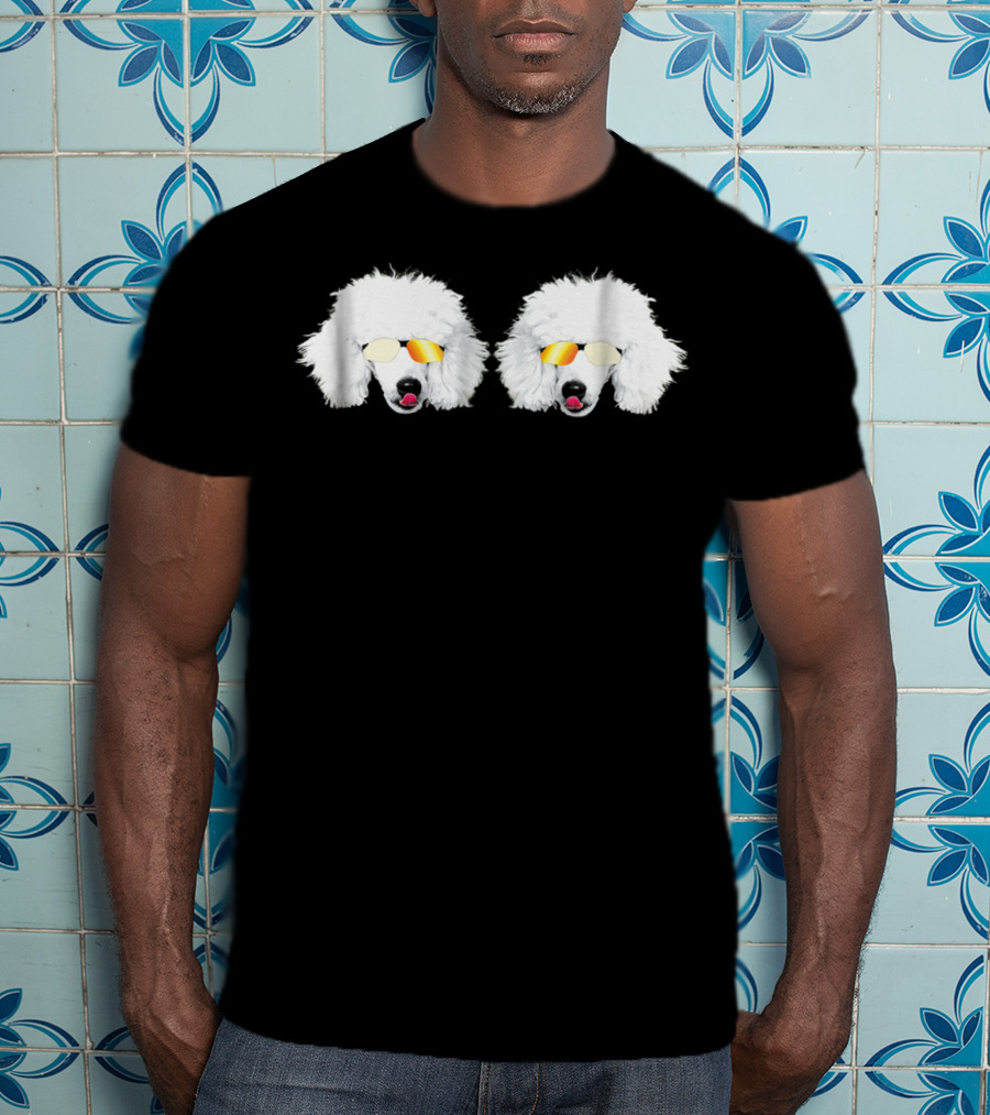 Cute Poodle White Poodle Sunglasses Fluffy Twins T-Shirt