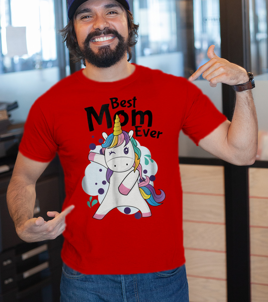 Best Mom Ever Cute Rainbow Unicorn Birthday T-Shirt