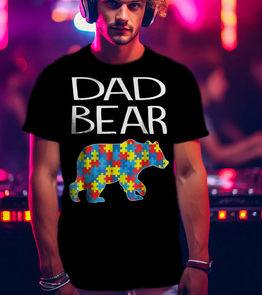 Dad Bear Autism Puzzle T-Shirt