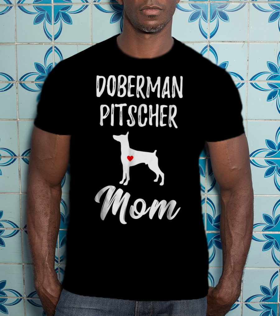 Doberman Pinscher Mom With Heart Accent T-Shirt