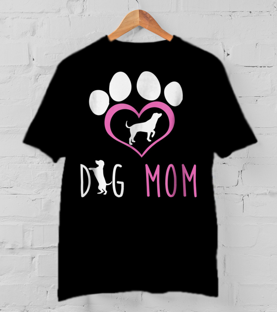 Dog Mom Paw Print Heart Dog Lover Women56 T-Shirt