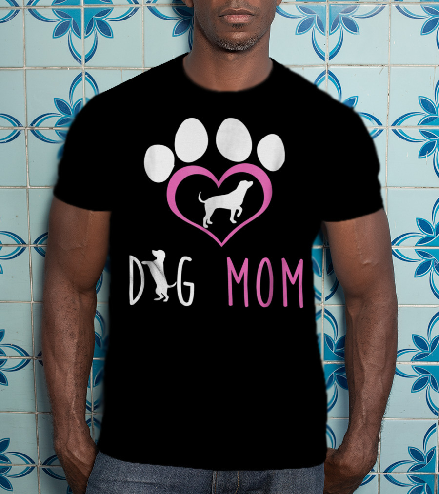 Dog Mom Paw Print Heart Dog Lover Women56 T-Shirt