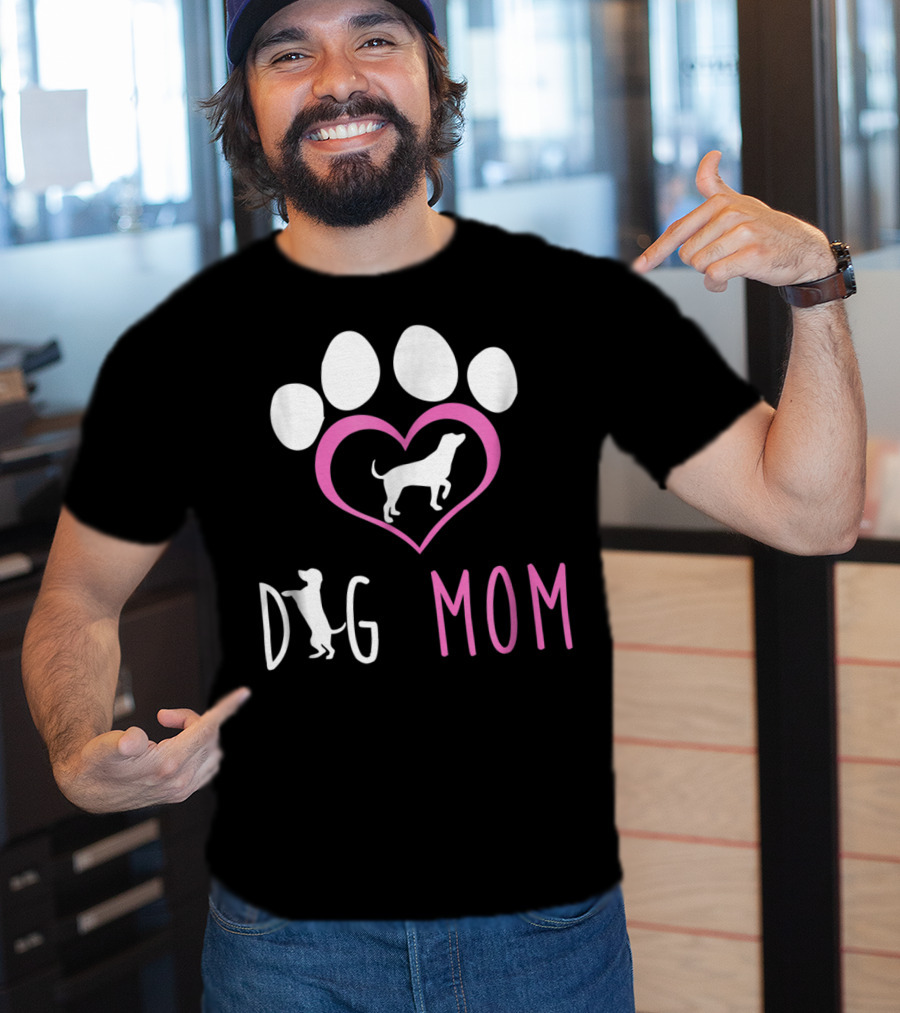 Dog Mom Paw Print Heart Dog Lover Women56 T-Shirt