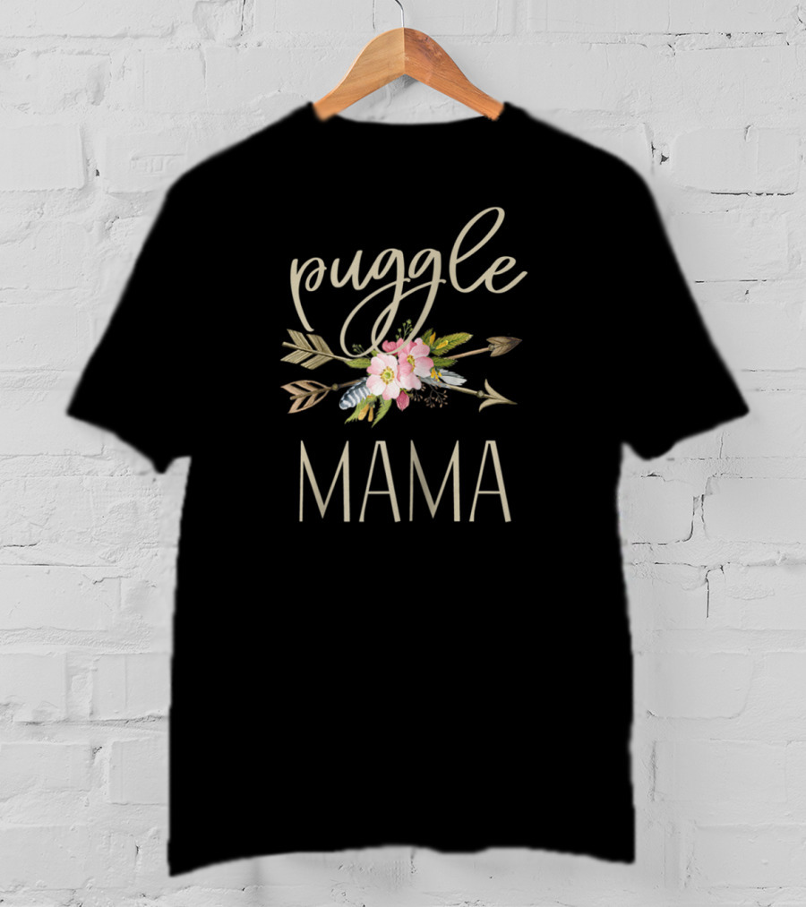 Puggle Mama With Floral Arrows T-Shirt