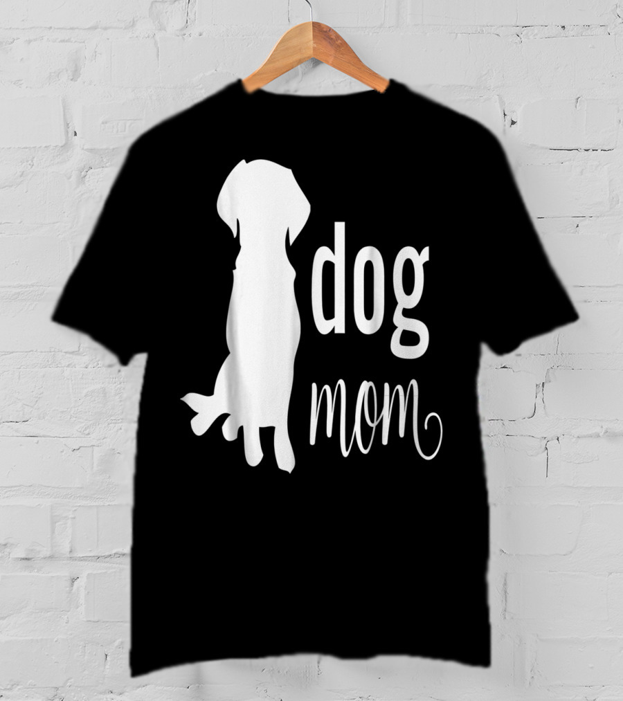 Dog Mom Silhouette White Dog Mom T-Shirt