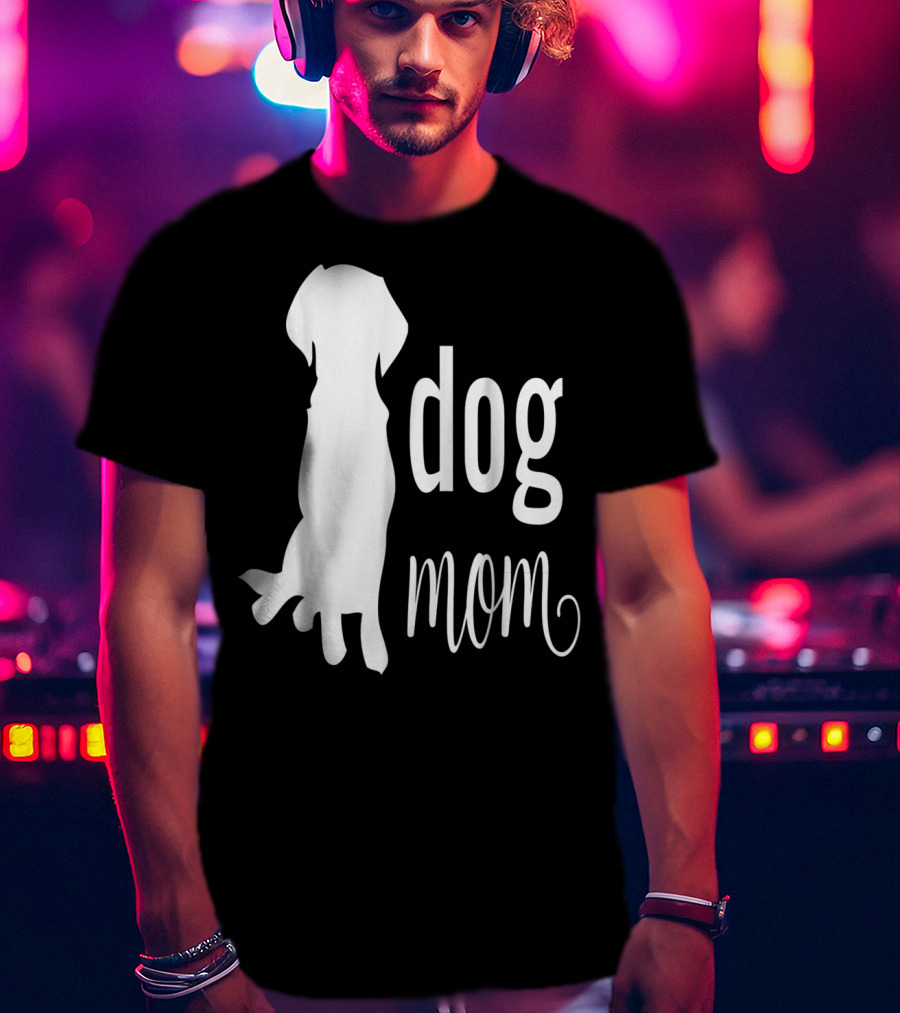 Dog Mom Silhouette White Dog Mom T-Shirt