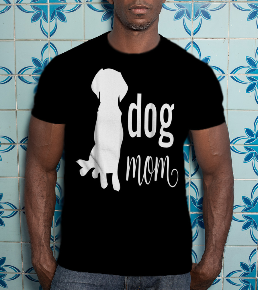 Dog Mom Silhouette White Dog Mom T-Shirt