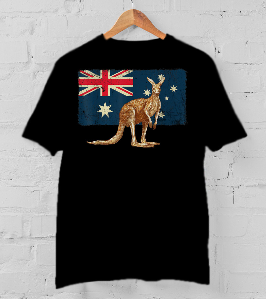 Australia Day Kangaroo With Australian Flag T-Shirt